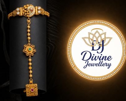 Divine Jewellery Traditional Gold Plated Hathphool Bracelet in 92.5 Silver with Kundan Floral Design