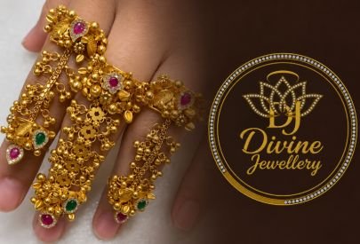 Divine Jewellery Traditional Gold Plated Hathphool for Women | Antique Hand Harness Bracelet Ring with Pink & Green Stone Work | Bridal Wedding Hand J