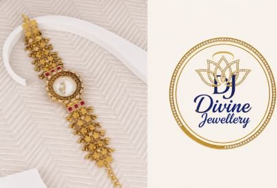 Divine Jewellery Traditional Gold Plated Bracelet Watch for Women, Designer Ethnic Wrist Watch with Stone Work and Floral Pattern