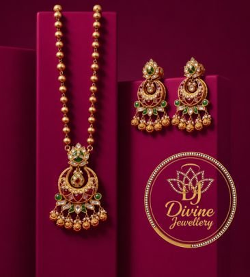Divine Jewellery Traditional Kundan Pendant Necklace Set for Women | 92.5 Silver Gold Plated Designer Necklace with Earrings