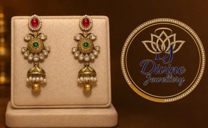 Divine Jewellery Traditional Kundan Jhumka Earrings for Women | Gold Plated 92.5 Silver Pearl Drop Ethnic Earrings
