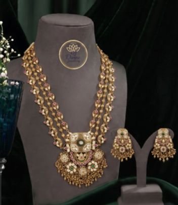 Divine Jewellery Traditional Long Kundan Necklace Set for Women | 92.5 Silver Gold Plated Bridal Jewellery Set