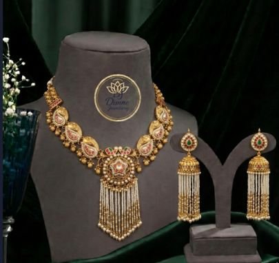 Divine JewelleryTraditional Kundan Pearl Fringe Necklace Set with Long Earrings | Gold Plated Bridal Jewellery Set for Women