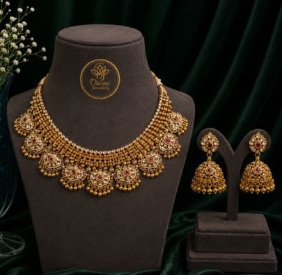 Divine Traditional Kundan Gold-Plated Silver Necklace Set with Jhumka Earrings for Women | Bridal Wedding Jewellery Set