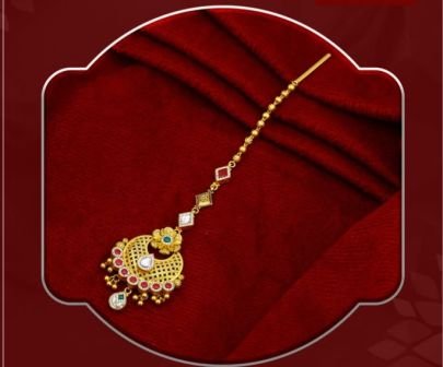 Elegant Diamond Shape Filigree 92.5 Silver Gold-Plated Maang Tikka with Kundan Stones