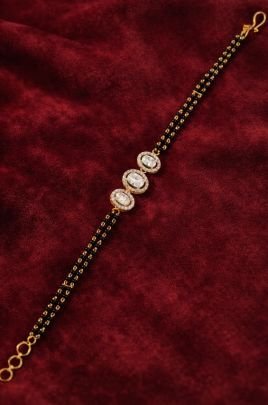 Elegant Diamond-Style Mangalsutra Bracelet in 92.5 Silver Gold Plated – Divine Jewellery