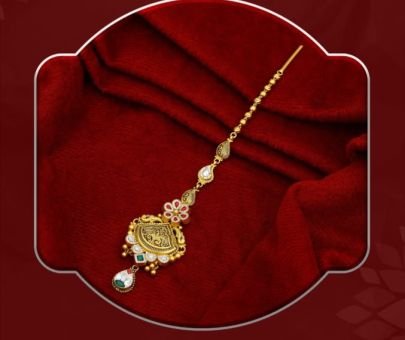 Elegant Floral Crescent Filigree 92.5 Silver Gold-Plated Maang Tikka with Kundan Stones
