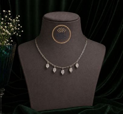 Elegant Teardrop Crystal Necklace for Women – 92.5 Silver Base Rhodium Plated Minimal Charm Chain