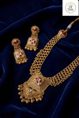 Elegant Temple Multi-Strand Necklace Set with Pendant & Earrings – 92.5 Silver Gold Plated Traditional Jewellery | Divine Jewellery