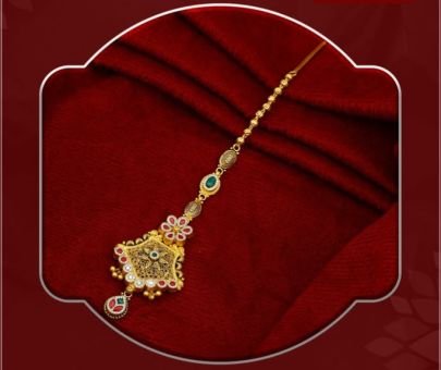 Floral Temple Filigree 92.5 Silver Gold-Plated Maang Tikka with Kundan Stones