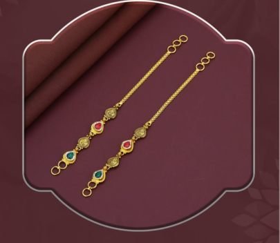 Heritage Paisley Kundan 92.5 Silver Gold-Plated Kaan Sar (Ear Chain)