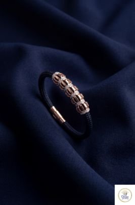 Luxury Barrel Segment Diamond Braided Bracelet with Rose Gold Finish in 92.5 Silver | Divine Jewellery