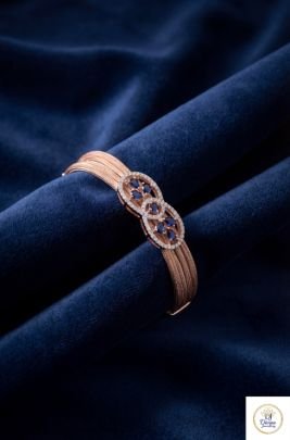 Luxury Dual Floral Sapphire Diamond Bracelet in Rose Gold Finish | 92.5 Silver | Divine Jewellery