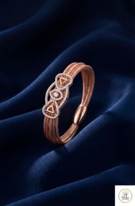 Luxury Geometric Triangle Diamond Designer Bracelet in Rose Gold Finish | 92.5 Silver | Divine Jewellery