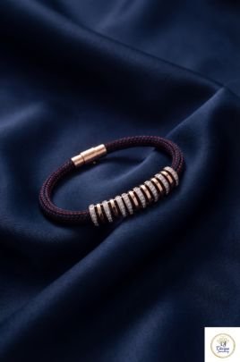 Luxury Multi-Layer Diamond Ring Pattern Braided Bracelet with Rose Gold Finish in 92.5 Silver | Divine Jewellery