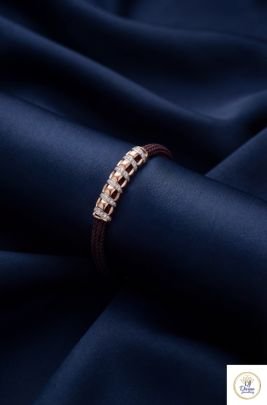 Luxury Multi-Row Diamond Barrel Braided Bracelet in Rose Gold Finish | 92.5 Silver | Divine Jewellery