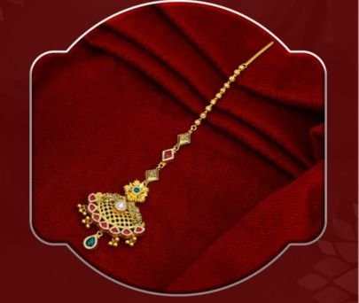 Modern Diamond Chain Filigree 92.5 Silver Gold-Plated Maang Tikka with Kundan Stones