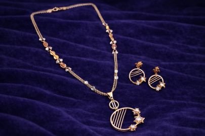 Modern Star Charm Pendant Necklace Set – 92.5 Silver Rose Gold Plated Designer Jewellery