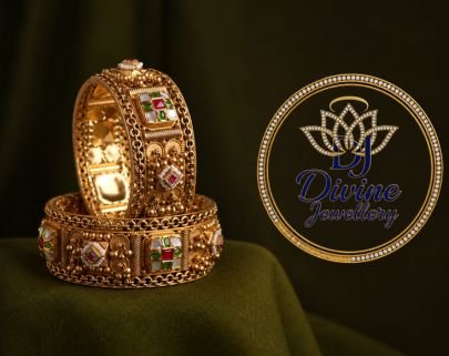 Royal Antique Multicolor Designer Bangles – 92.5 Silver Gold Plated
