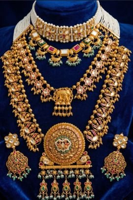 Royal Bridal Multi-Layer Temple Jewellery Set in 92.5 Silver Gold Plated – Divine Jewellery