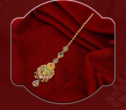 Royal Crescent Floral Filigree 92.5 Silver Gold-Plated Maang Tikka with Kundan Stones