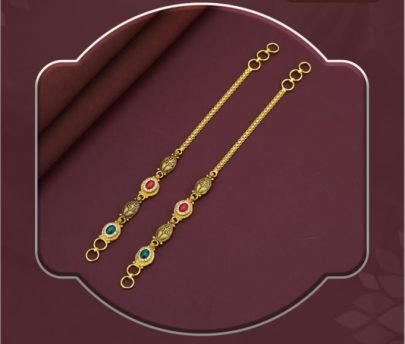 Royal Dual Stone Oval 92.5 Silver Gold-Plated Kaan Sar (Ear Chain)