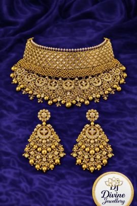 Royal Kundan Bridal Choker Necklace Set with Jhumka Earrings – 92.5 Silver Gold Plated Statement Jewellery