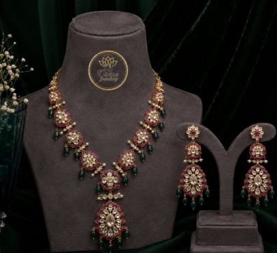 Royal Kundan Bridal Necklace Set with Long Statement Earrings | Gold Plated 92.5 Silver Jewellery