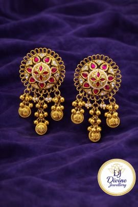 Royal Kundan Chandbali Earrings with Pearl Drops – 92.5 Silver Gold Plated Traditional Earrings
