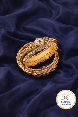 Royal Kundan Multi-Layer Bangles Set – 92.5 Silver Gold Plated Traditional Kada Stack