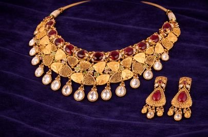 Royal Ruby & Kundan Style Statement Necklace Set in 92.5 Silver with Gold Plating – Divine Jewellery