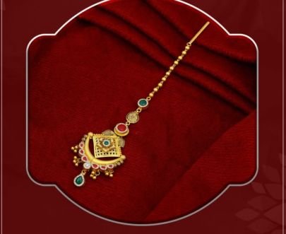 Royal Square Filigree Temple 92.5 Silver Gold-Plated Maang Tikka with Kundan Stones