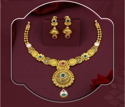Royal Temple Filigree Coin 92.5 Silver Gold-Plated Necklace Set with Jhumka Earrings
