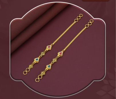 Traditional Diamond Motif 92.5 Silver Gold-Plated Kaan Sar (Ear Chain) with Kundan Stones