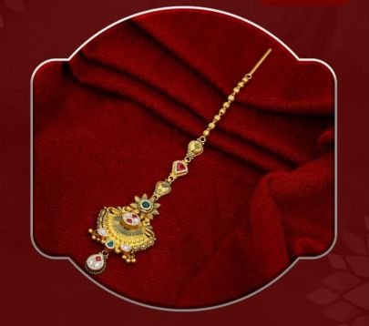 Traditional Floral Fan Design 92.5 Silver Gold-Plated Maang Tikka with Kundan Stones
