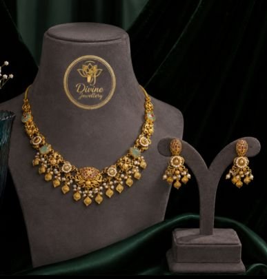 Traditional Gold Plated Bridal Jewellery Necklace Set with Earrings