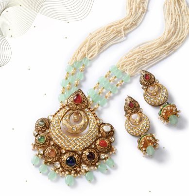 Traditional Kundan Meenakari Long Necklace Set with Multicolor Stones – 92.5 Silver Gold Plated Bridal Jewellery | Divine Jewellery
