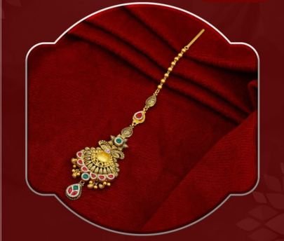 Traditional Temple Floral Filigree 92.5 Silver Gold-Plated Maang Tikka with Kundan Stones