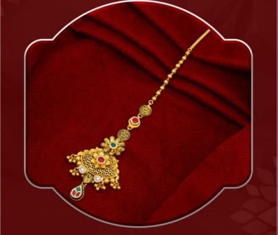 Traditional Triangle Filigree Temple 92.5 Silver Gold-Plated Maang Tikka with Kundan Stones