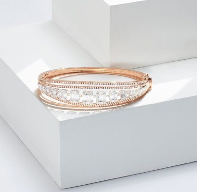 Unique Silver Ruby Diamond Kada